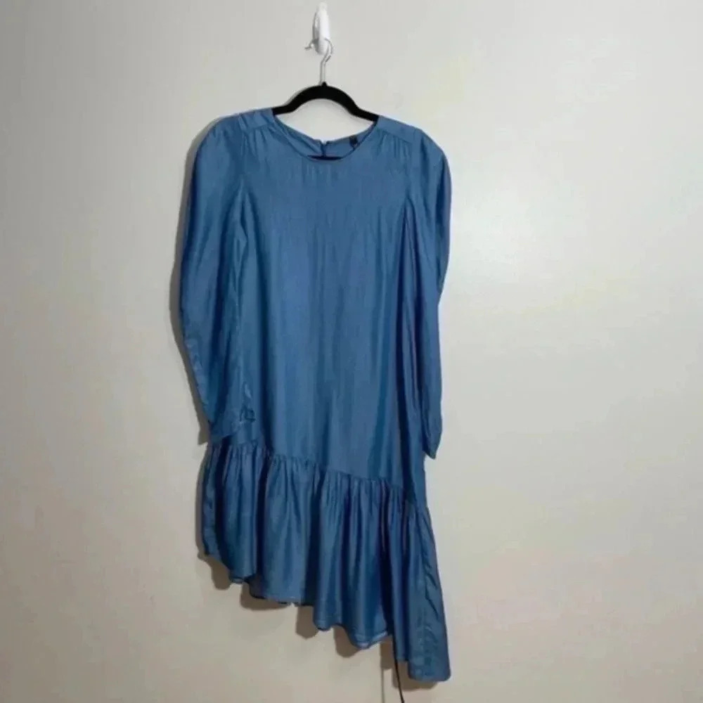 🔥 Zara tencel lyocell asymmetric dress Medium 6929/002 - Picture 2 of 9